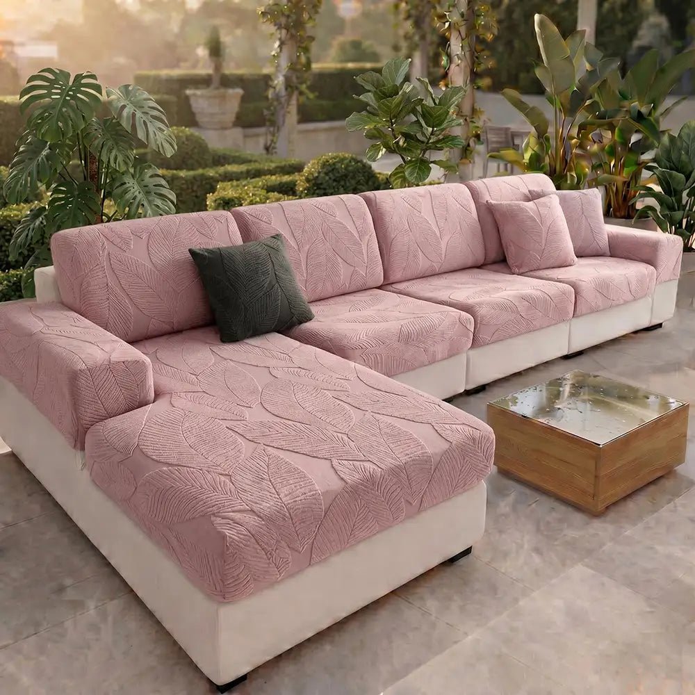 Modern Leaf Jacquard Water-Repellent Anti-Scratch Stretch Full Wrap Sectional Couch Cover - Pawtique