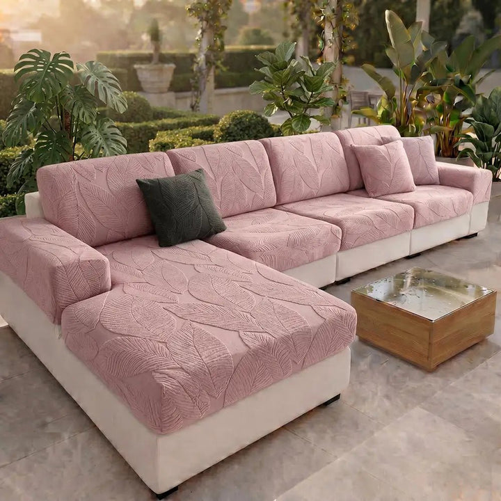 Modern Leaf Jacquard Water-Repellent Anti-Scratch Stretch Full Wrap Sectional Couch Cover - Pawtique