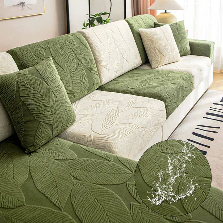 Modern Leaf Jacquard Water-Repellent Anti-Scratch Stretch Full Wrap Sectional Couch Cover - Pawtique