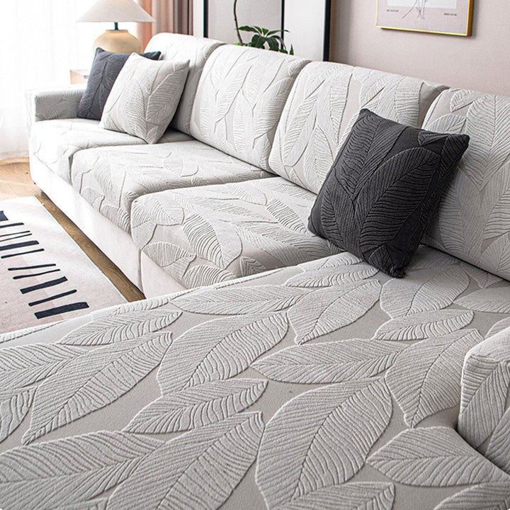 Modern Leaf Jacquard Water-Repellent Anti-Scratch Stretch Full Wrap Sectional Couch Cover - Pawtique