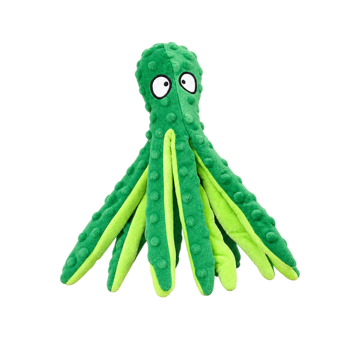Pawtique OctoTug green plush squeaky dog toy