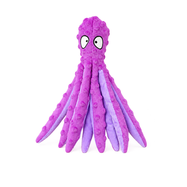 Pawtique OctoTug purple plush squeaky dog toy