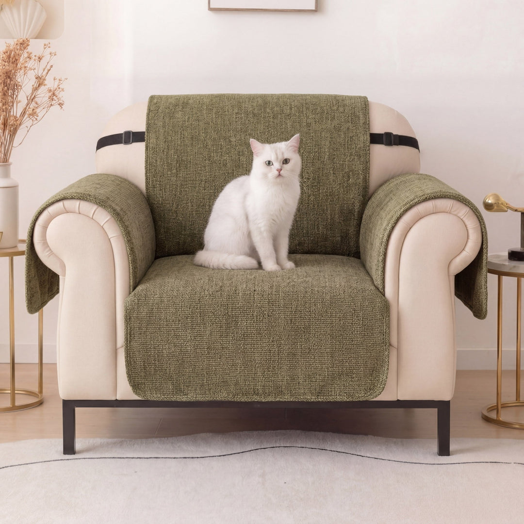 One-Piece Chenille Scratch-Resistant Durable Water-Repellent Non-Slip Recliner Chair Covers - Pawtique