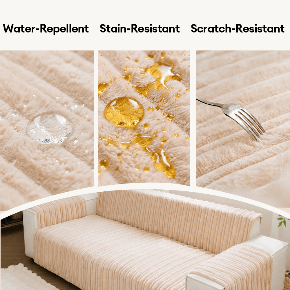 One-Piece Waterproof Pet-Friendly Ribbed Plush Recliner Couch Cover- Cozy Nest - Pawtique