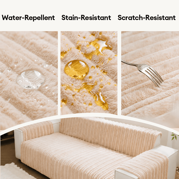 One-Piece Waterproof Pet-Friendly Ribbed Plush Recliner Couch Cover- Cozy Nest - Pawtique
