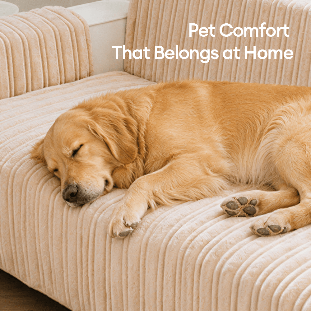 One-Piece Waterproof Pet-Friendly Ribbed Plush Recliner Couch Cover- Cozy Nest - Pawtique