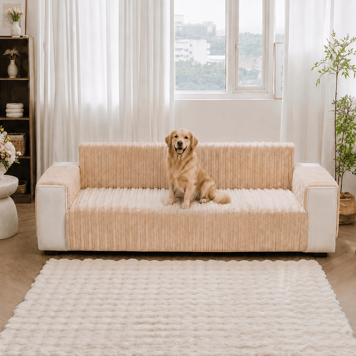 One-Piece Waterproof Pet-Friendly Ribbed Plush Recliner Couch Cover- Cozy Nest - Pawtique