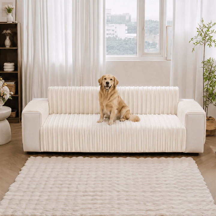 One-Piece Waterproof Pet-Friendly Ribbed Plush Recliner Couch Cover- Cozy Nest - Pawtique