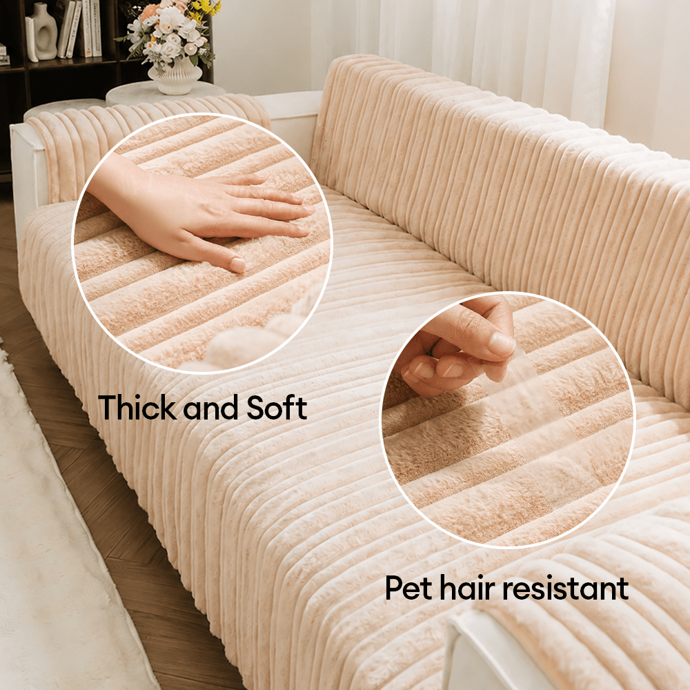 One-Piece Waterproof Pet-Friendly Ribbed Plush Recliner Couch Cover- Cozy Nest - Pawtique