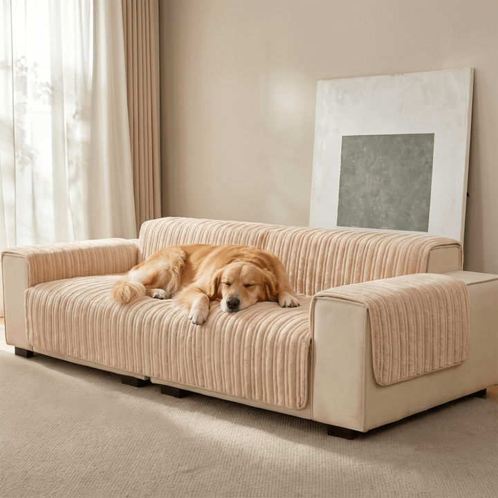 One-Piece Waterproof Pet-Friendly Ribbed Plush Recliner Couch Cover- Cozy Nest - Pawtique