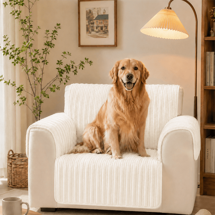 One-Piece Waterproof Pet-Friendly Ribbed Plush Recliner Couch Cover- Cozy Nest - Pawtique