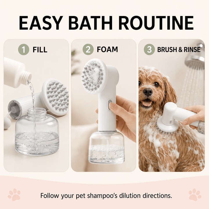 One-Touch Foaming Pet Bath Brush - Pawtique