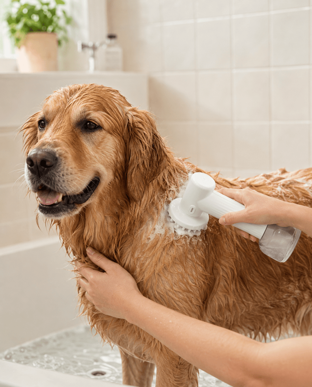 One-Touch Foaming Pet Bath Brush - Pawtique