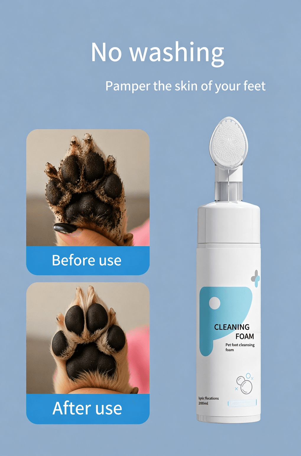 Paw Cleaner Dry Foam With Silicone Brush - Pawtique