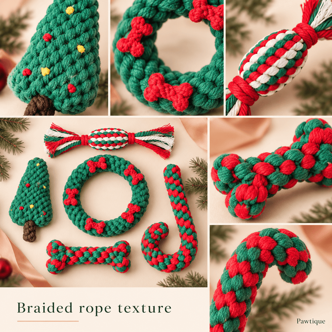 Pawtique 5-Piece Christmas Rope Dog Toy Set - Pawtique