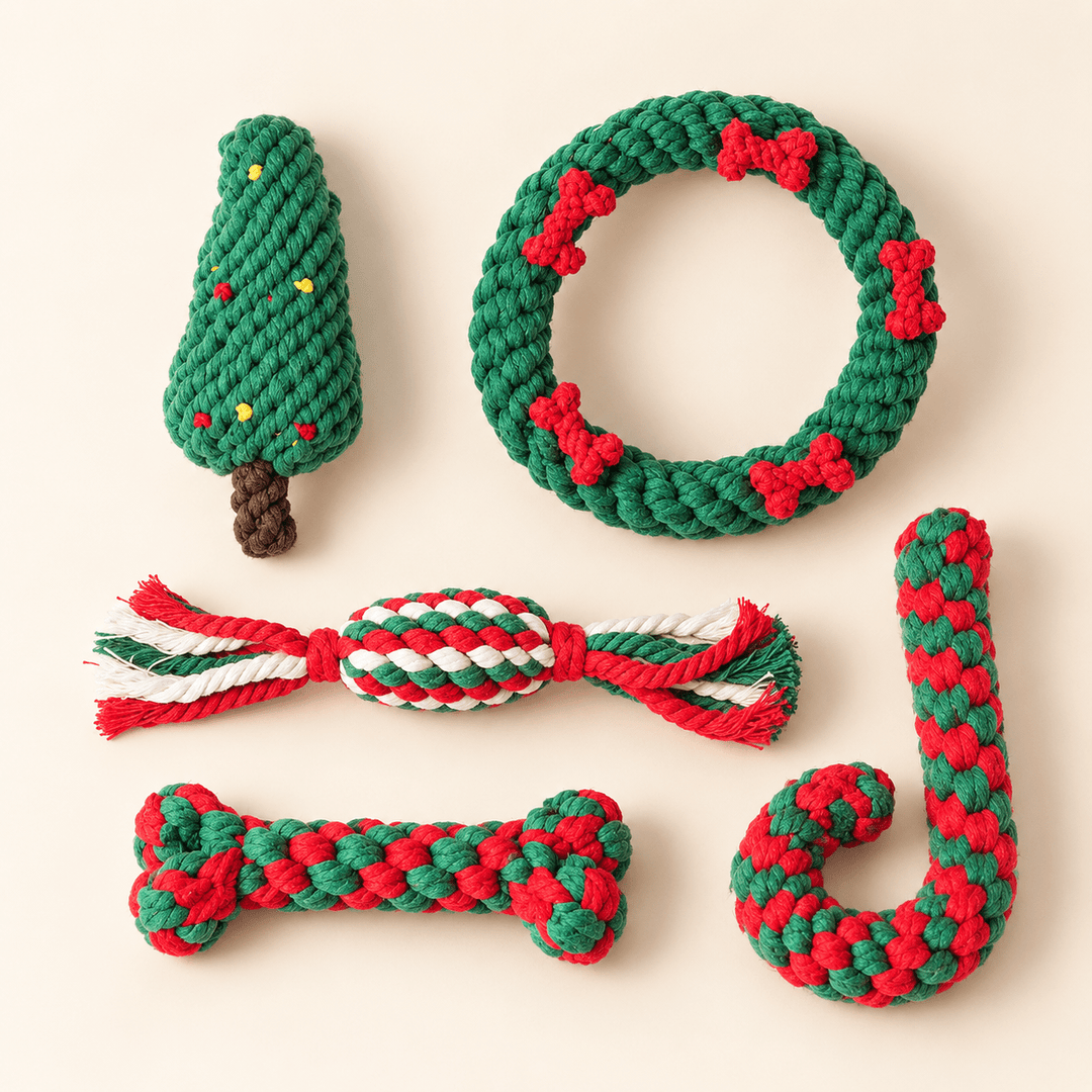 Pawtique 5-Piece Christmas Rope Dog Toy Set - Pawtique