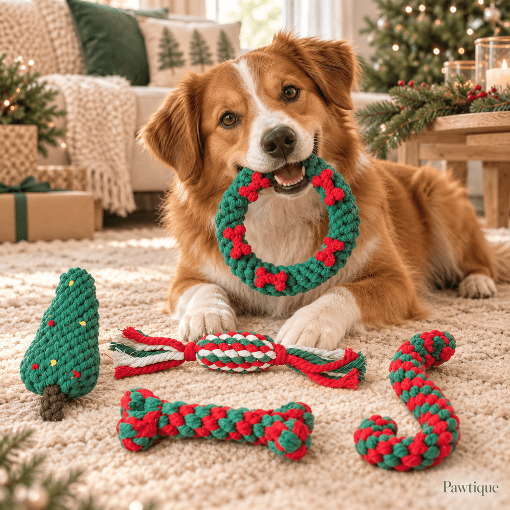 Pawtique 5-Piece Christmas Rope Dog Toy Set - Pawtique