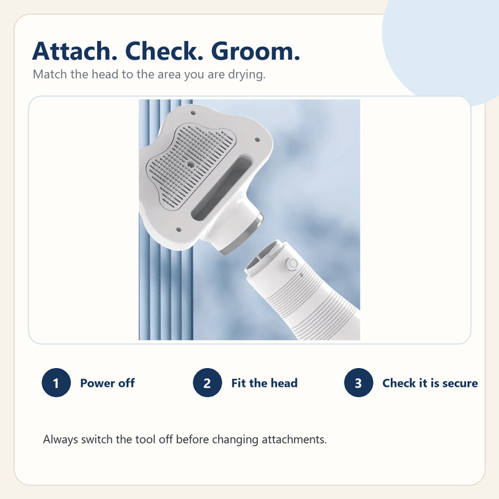 Pawtique AirGroom™ 3-in-1 Pet Dryer Brush - Pawtique
