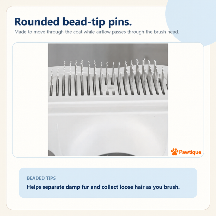 Close-up of AirGroom beaded brush pins