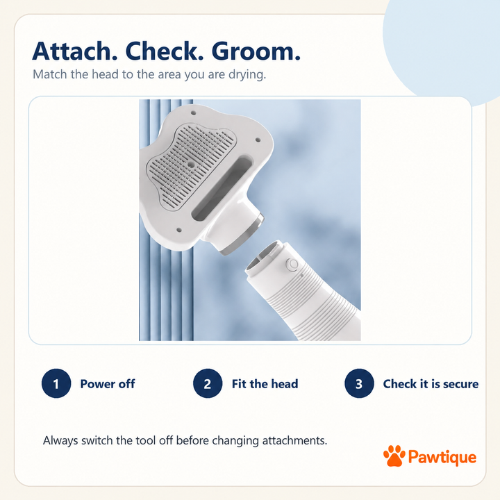 AirGroom removable brush-head connection and attachment guidance