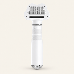 White AirGroom dryer brush shown as one front-facing tool on a soft cream background