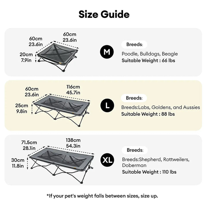 Pawtique AirLift™ Folding Elevated Dog Cot - Pawtique