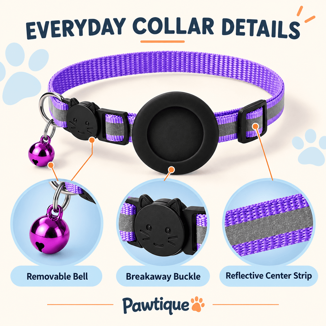 Pawtique AirTag-Compatible Reflective Breakaway Cat Collar - Pawtique