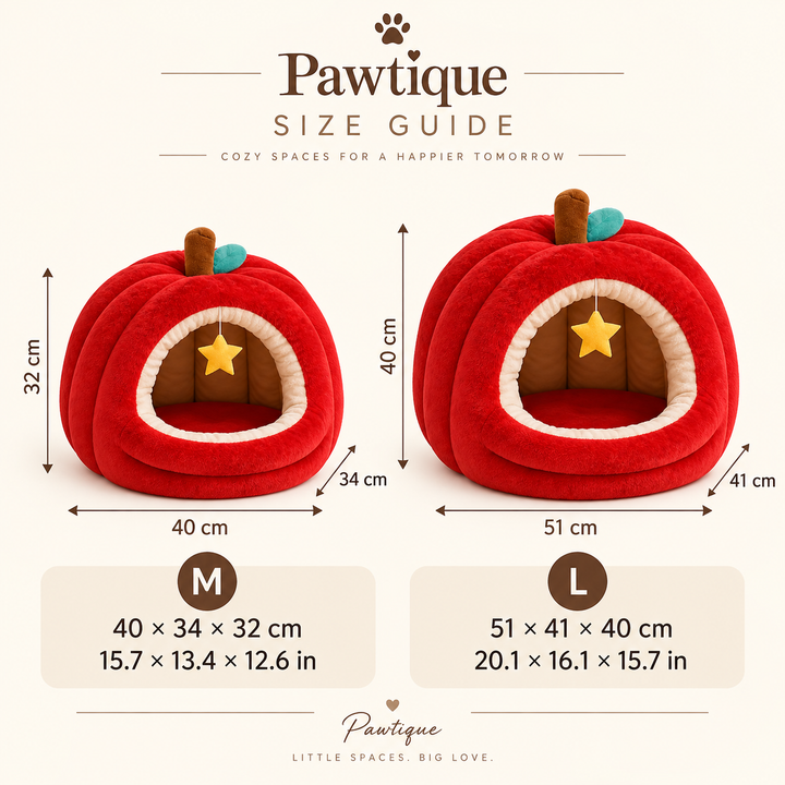 Pawtique apple cat cave medium and large size guide