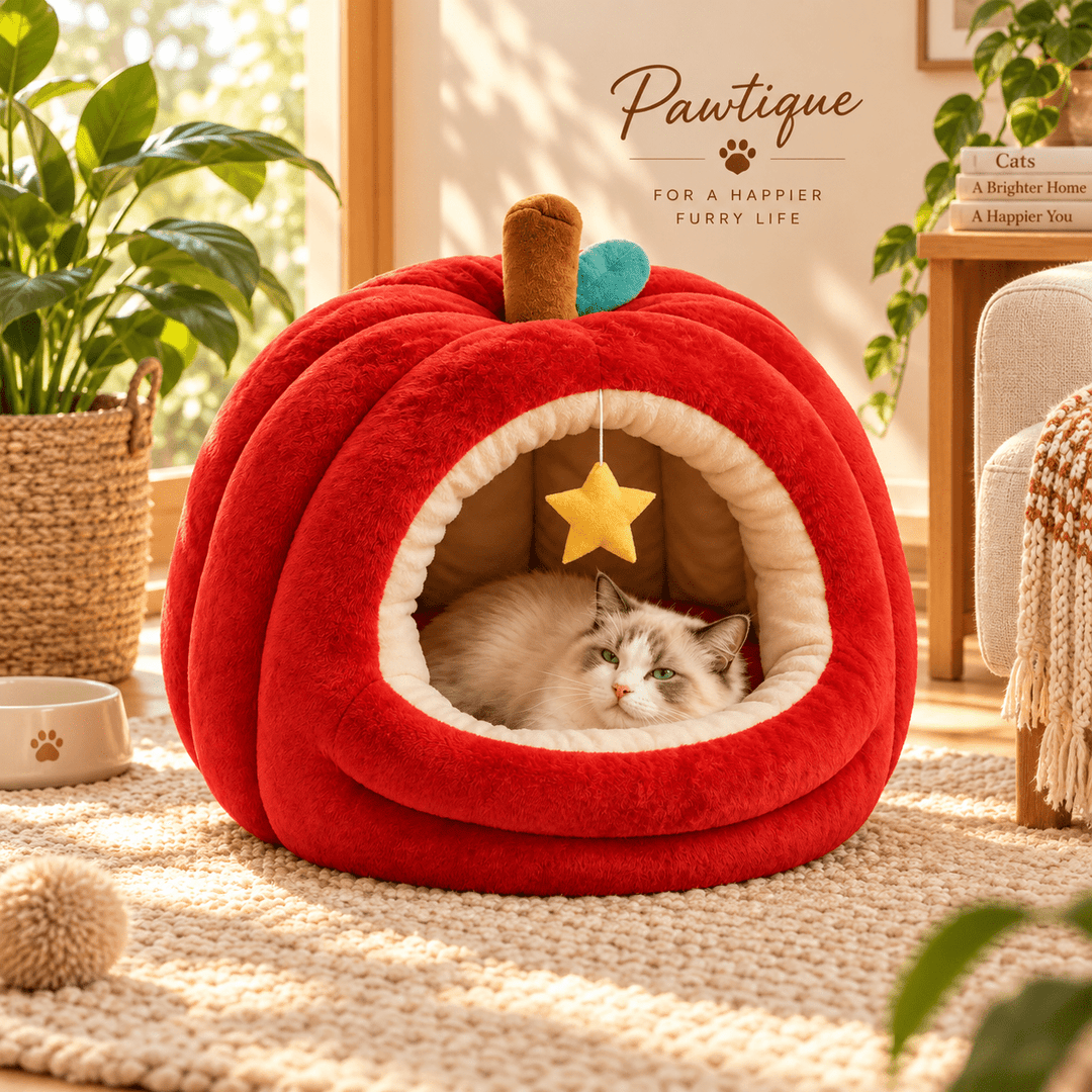 Pawtique AppleNook™ Plush Cat Cave Bed - Pawtique