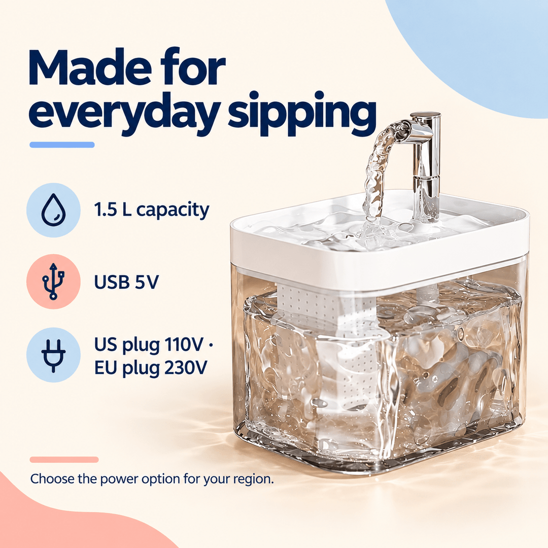 Pawtique AquaArc™ 1.5L Pet Water Fountain - Pawtique