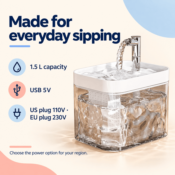 Pawtique AquaArc™ 1.5L Pet Water Fountain - Pawtique