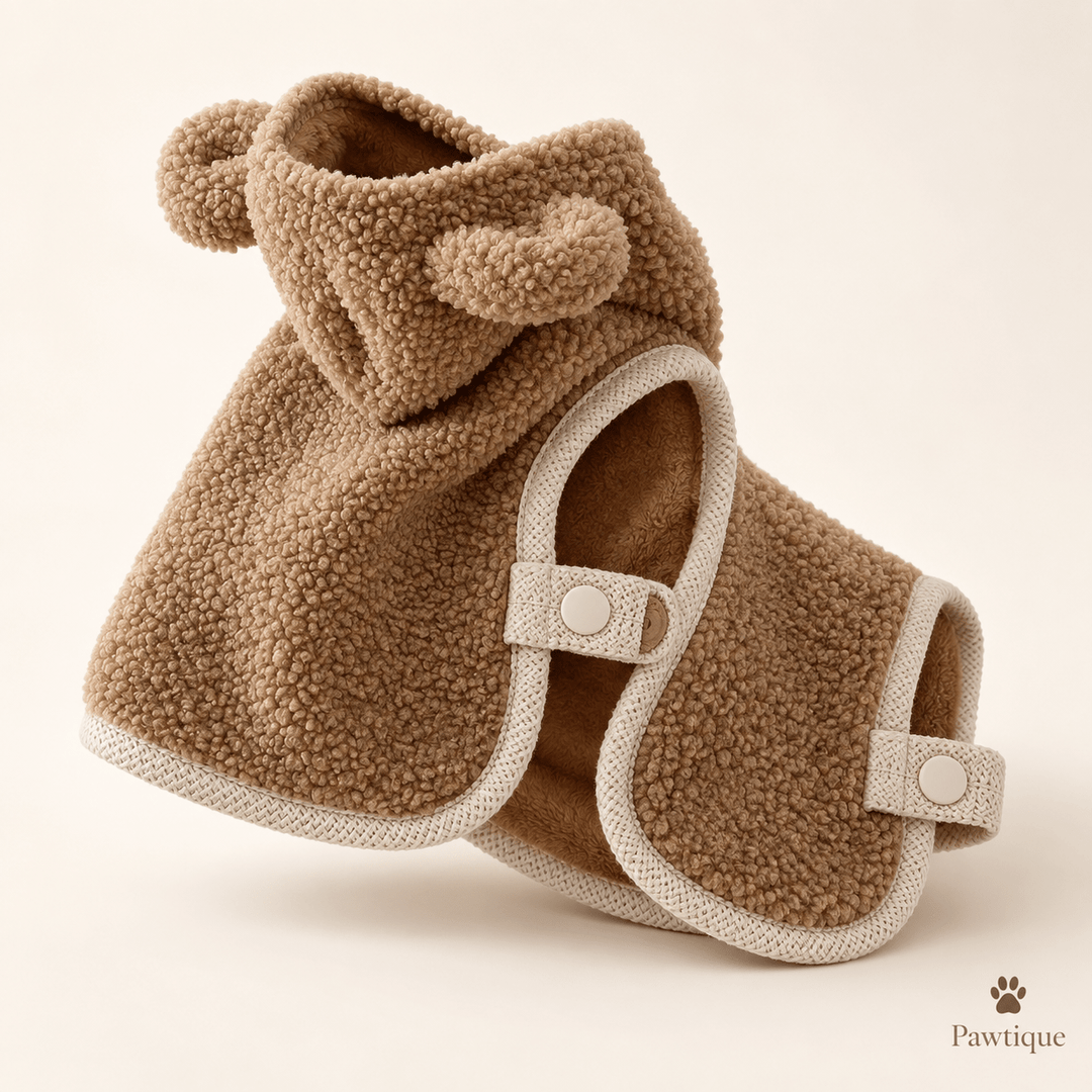 Pawtique BearHug™ Teddy Sherpa Hooded Pet Cape - Pawtique
