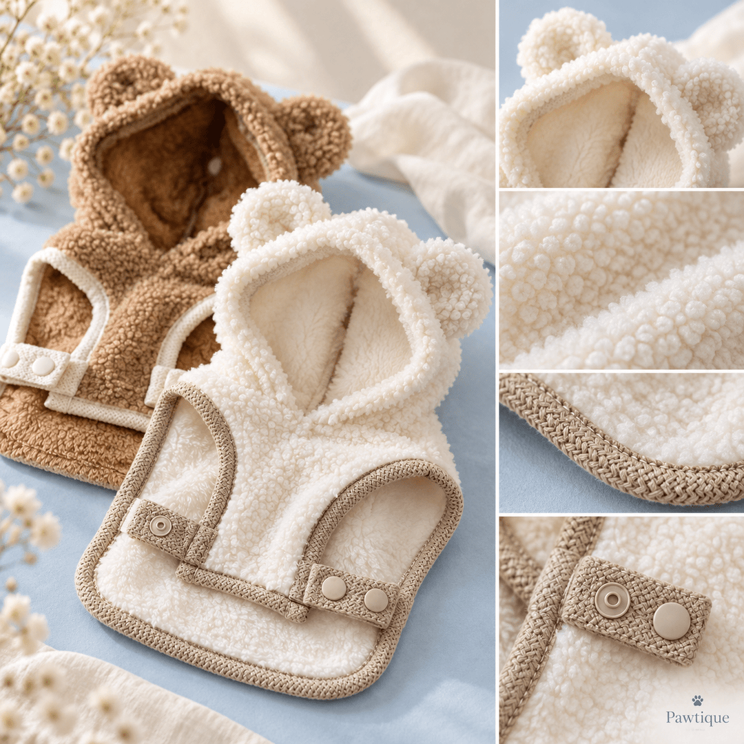 Pawtique BearHug™ Teddy Sherpa Hooded Pet Cape - Pawtique