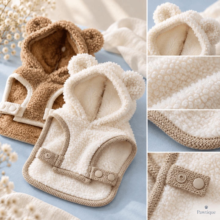 Pawtique BearHug™ Teddy Sherpa Hooded Pet Cape - Pawtique
