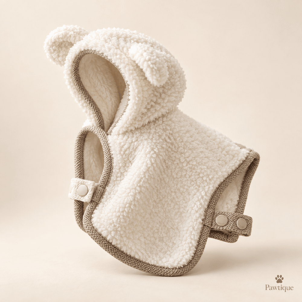 Pawtique BearHug™ Teddy Sherpa Hooded Pet Cape - Pawtique