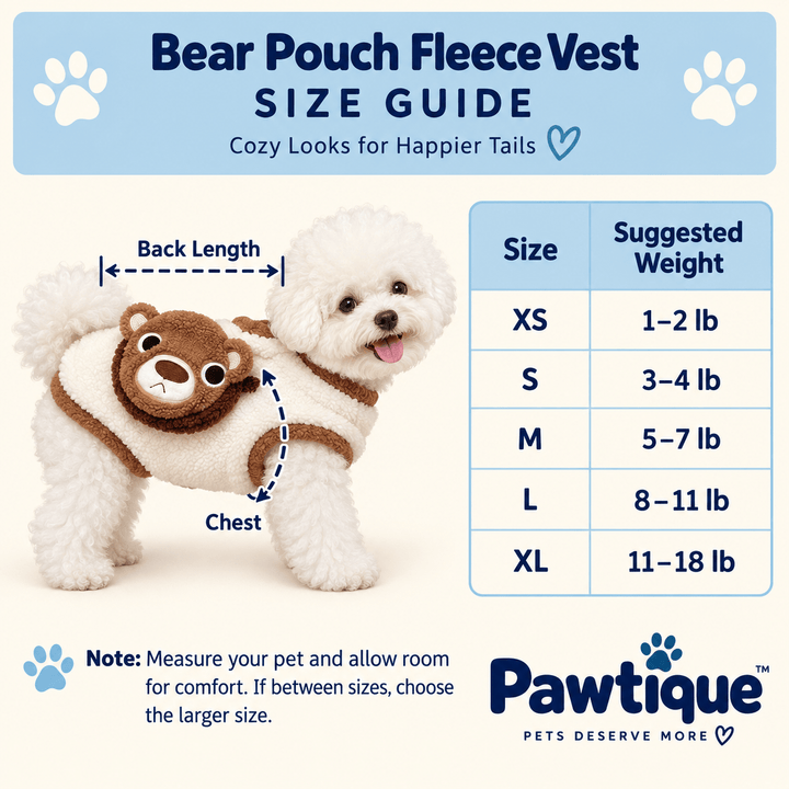 Pawtique BearPouch™ Teddy Fleece Dog Vest - Pawtique