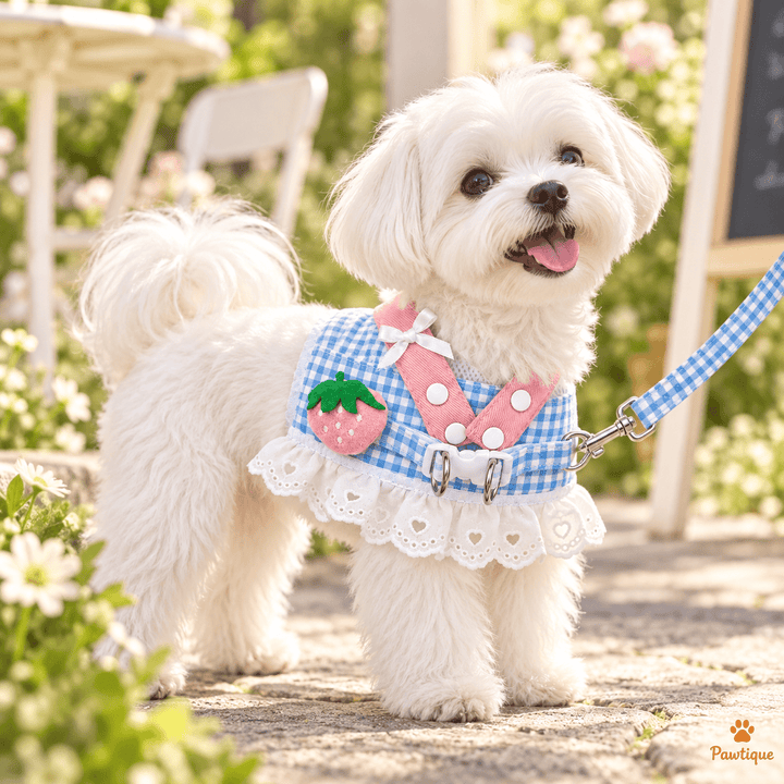 Pawtique BerryLace™ Gingham Dog Harness &amp; Leash Set - Pawtique
