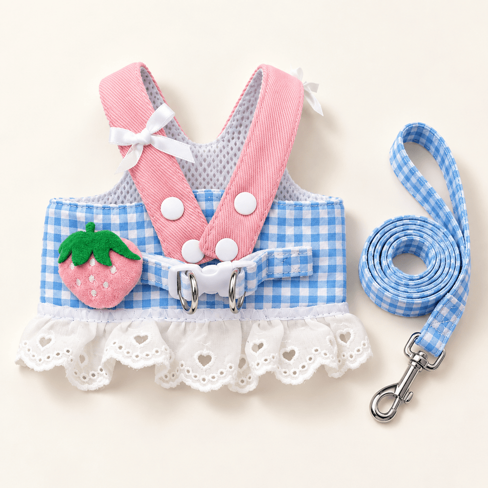 Pawtique BerryLace™ Gingham Dog Harness & Leash Set - Pawtique