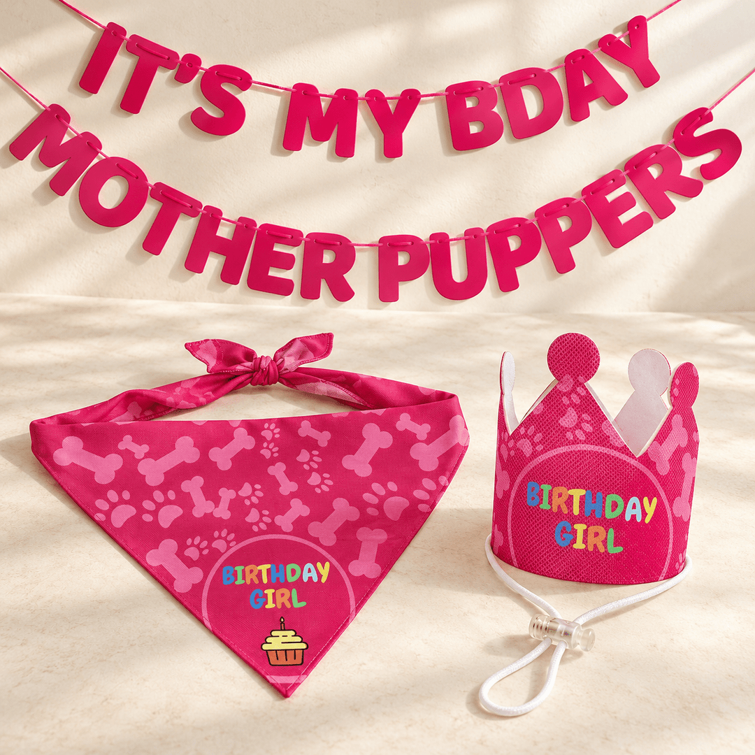 Pawtique Birthday Banner, Crown & Bandana Set - Pawtique