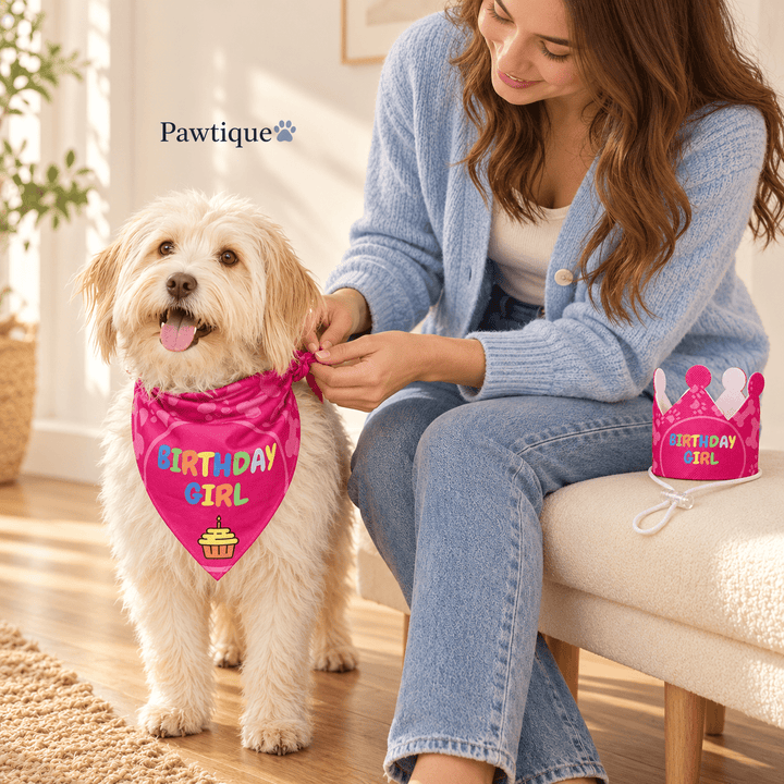 Pawtique Birthday Banner, Crown &amp; Bandana Set - Pawtique