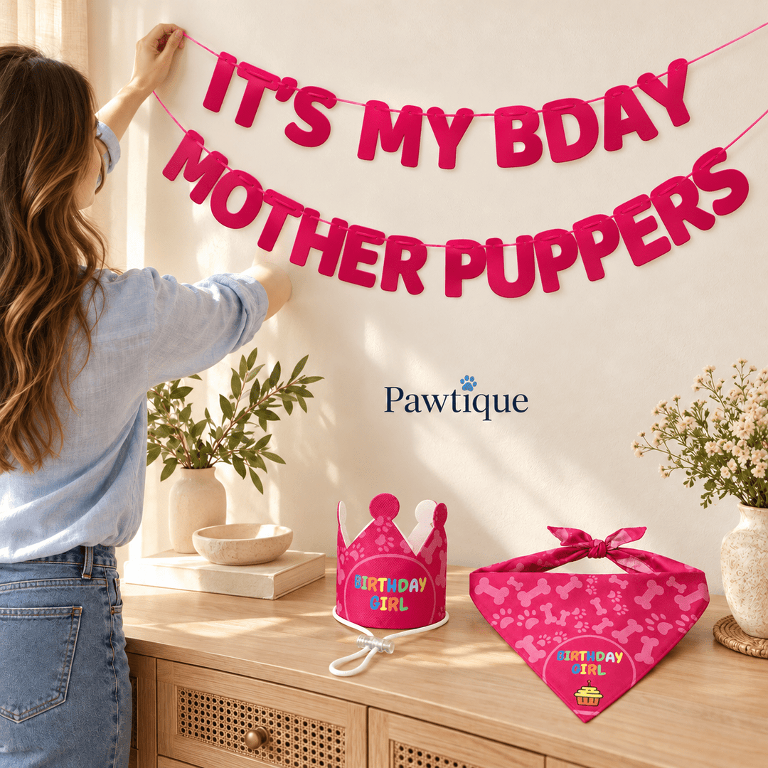 Pawtique Birthday Banner, Crown &amp; Bandana Set - Pawtique
