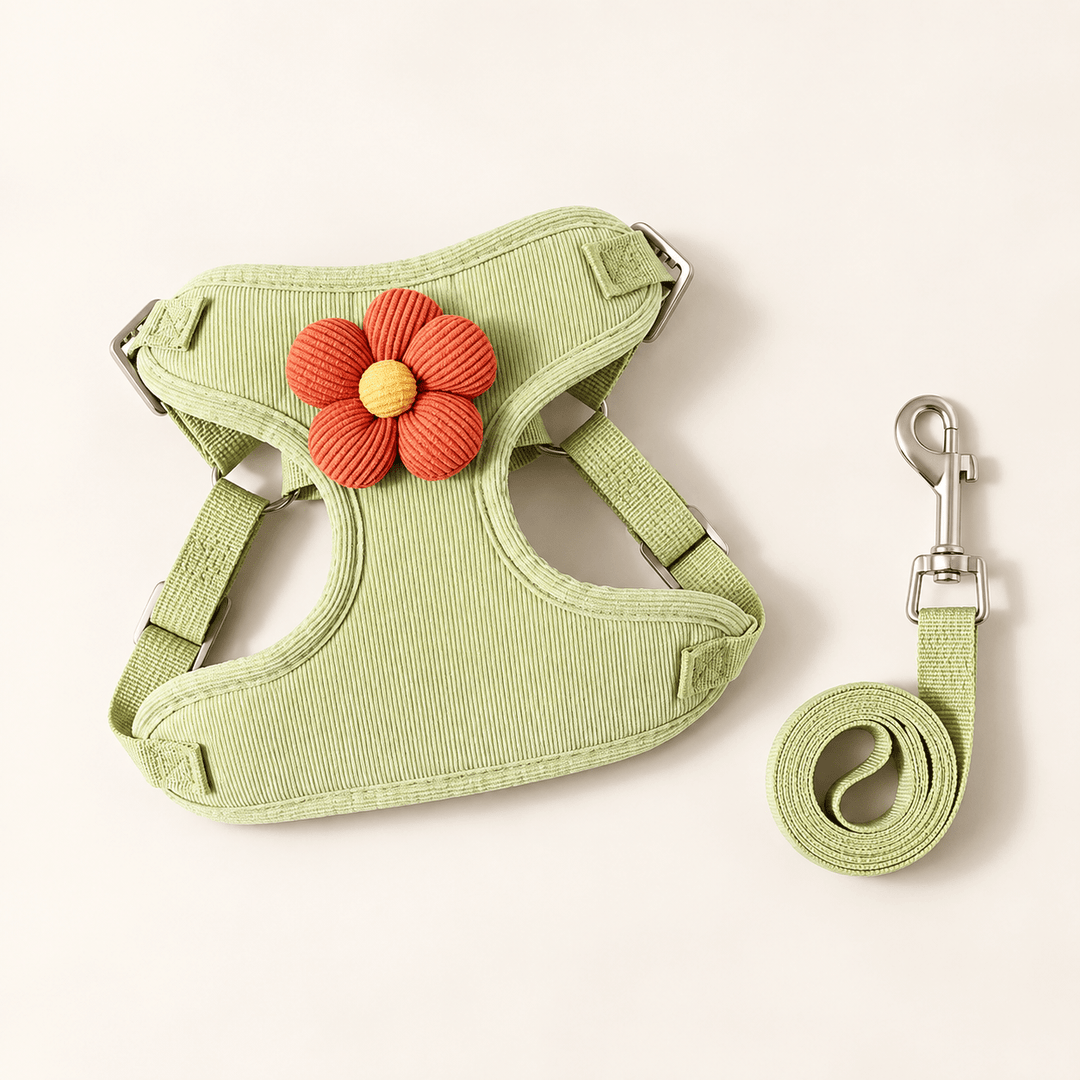 Pawtique BloomCord™ Corduroy Dog Harness & Leash Set - Pawtique