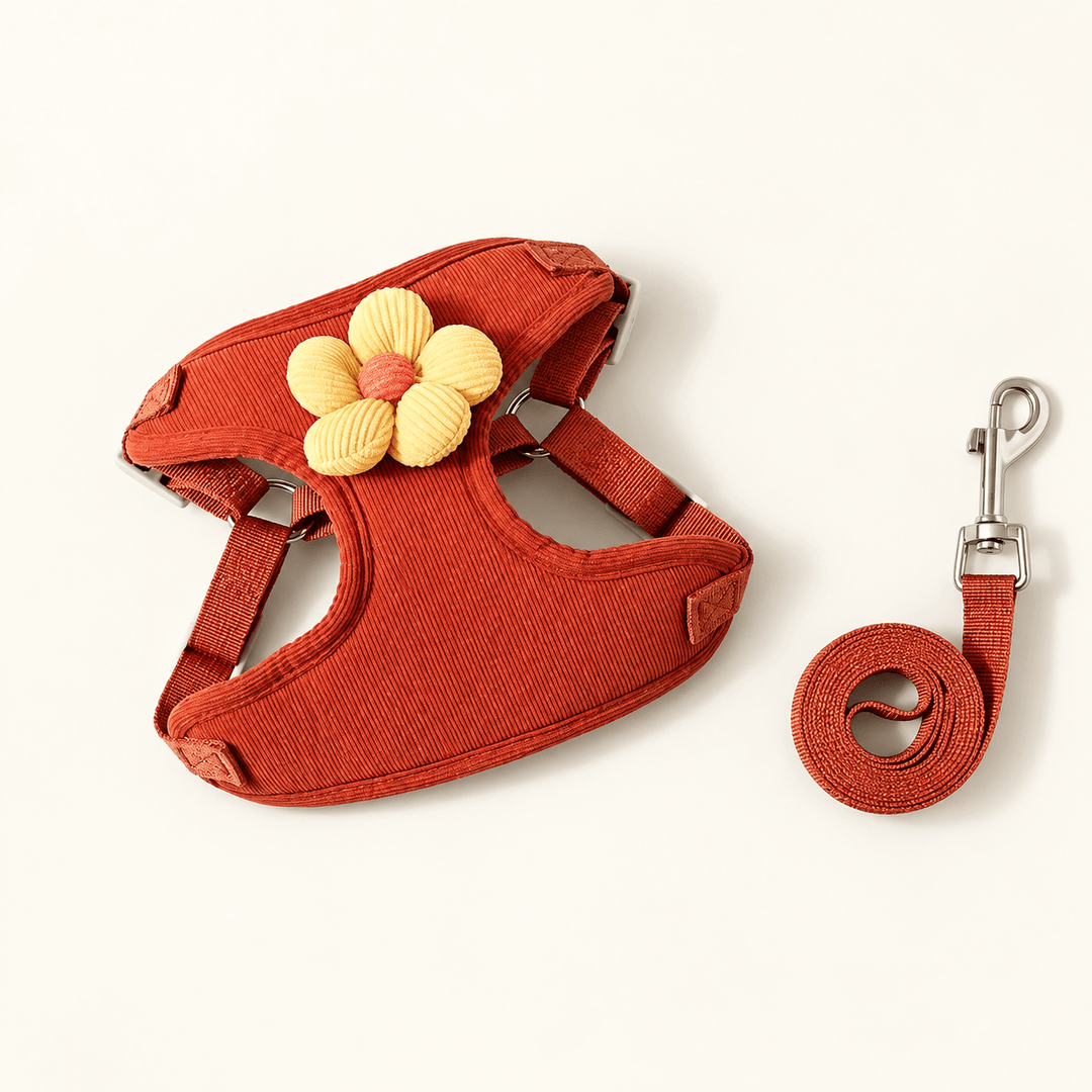 Pawtique BloomCord™ Corduroy Dog Harness &amp; Leash Set - Pawtique