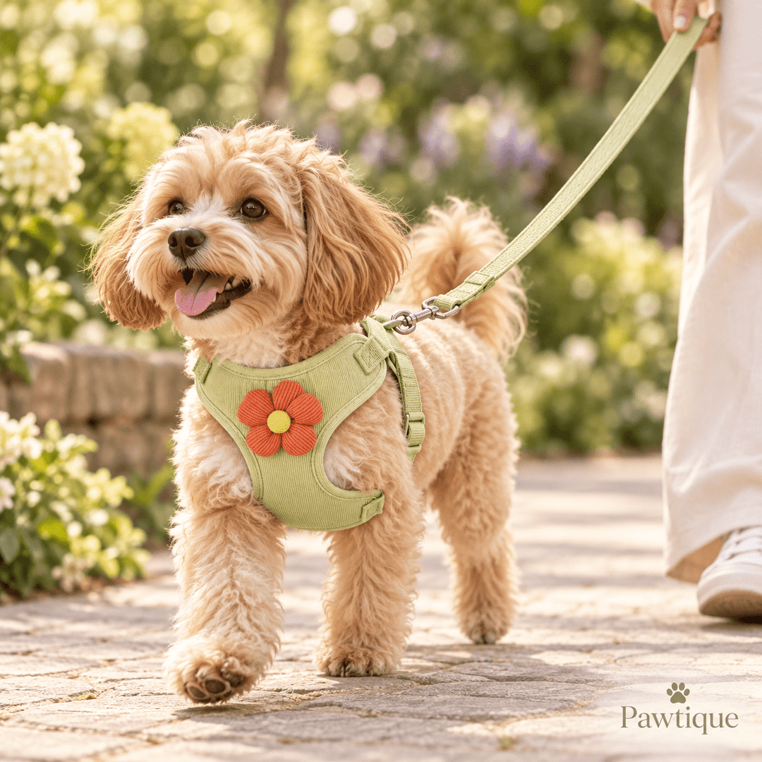 Pawtique BloomCord™ Corduroy Dog Harness &amp; Leash Set - Pawtique