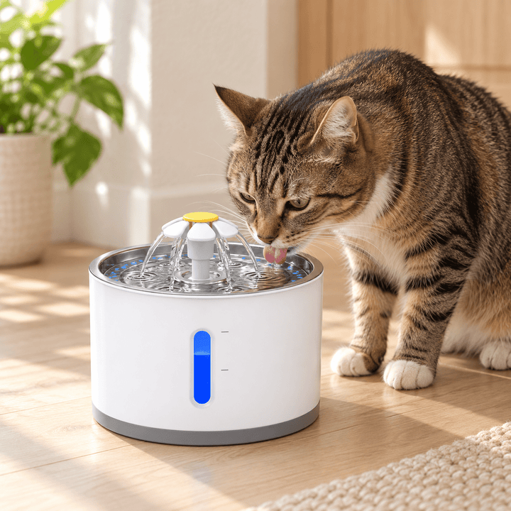 Pawtique BloomFlow™ 2.4L Stainless Steel Pet Fountain - Pawtique