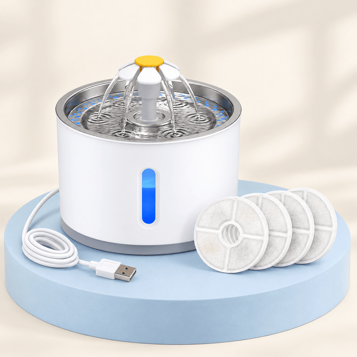 Pawtique BloomFlow™ 2.4L Stainless Steel Pet Fountain - Pawtique