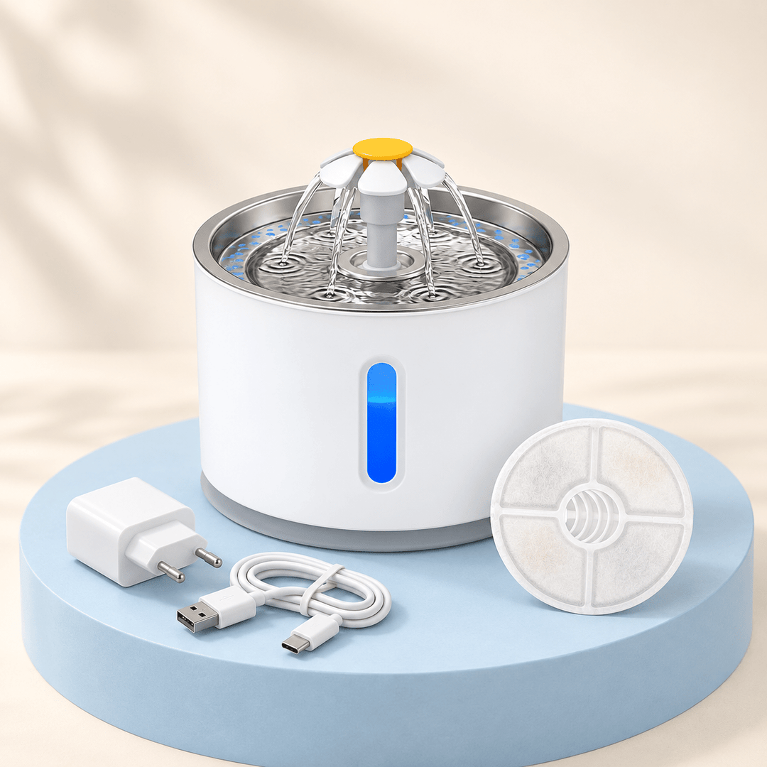 Pawtique BloomFlow™ 2.4L Stainless Steel Pet Fountain - Pawtique