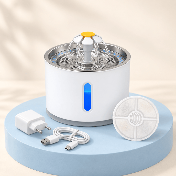 Pawtique BloomFlow™ 2.4L Stainless Steel Pet Fountain - Pawtique