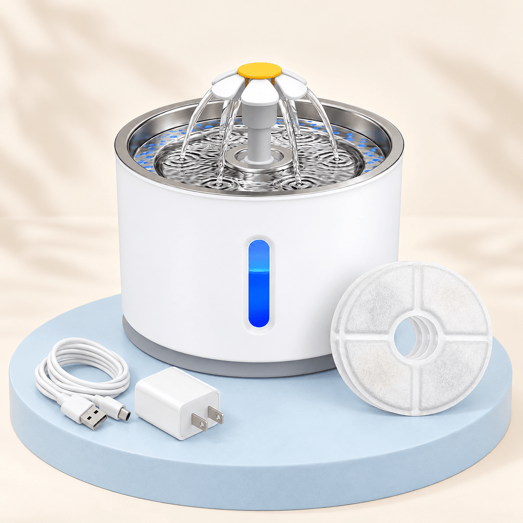 Pawtique BloomFlow™ 2.4L Stainless Steel Pet Fountain - Pawtique