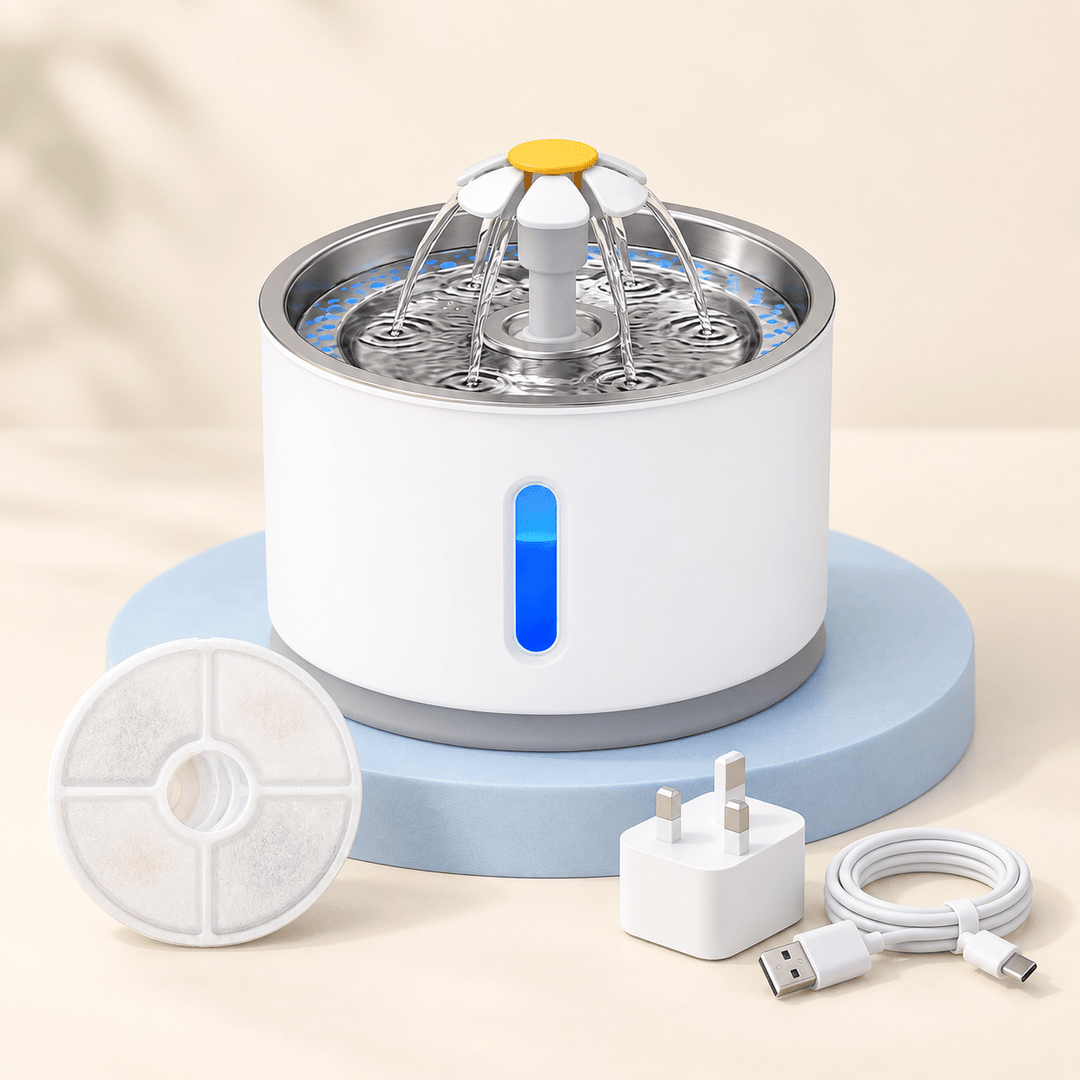 Pawtique BloomFlow™ 2.4L Stainless Steel Pet Fountain - Pawtique